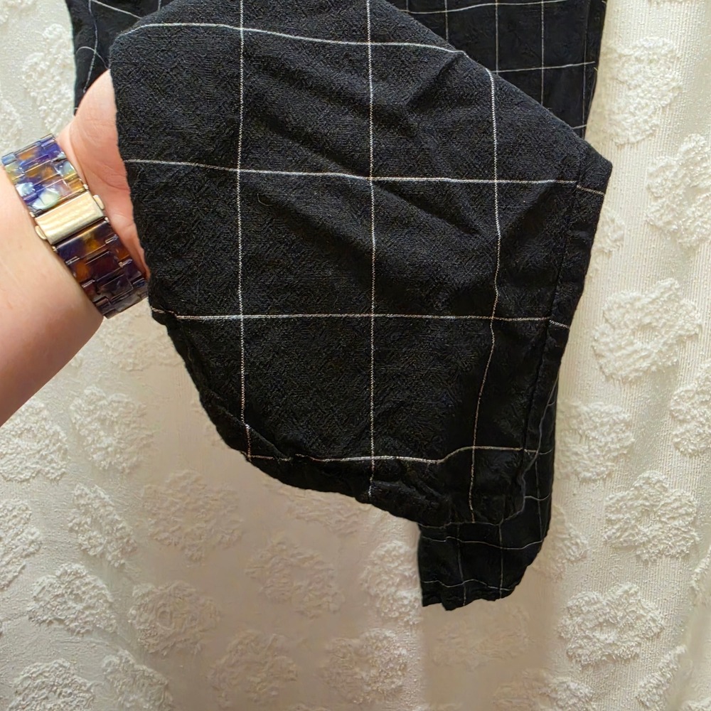 Marine Layer Allison Tencel Pants Black Windowpane Womens Medium - Picture 4 of 10